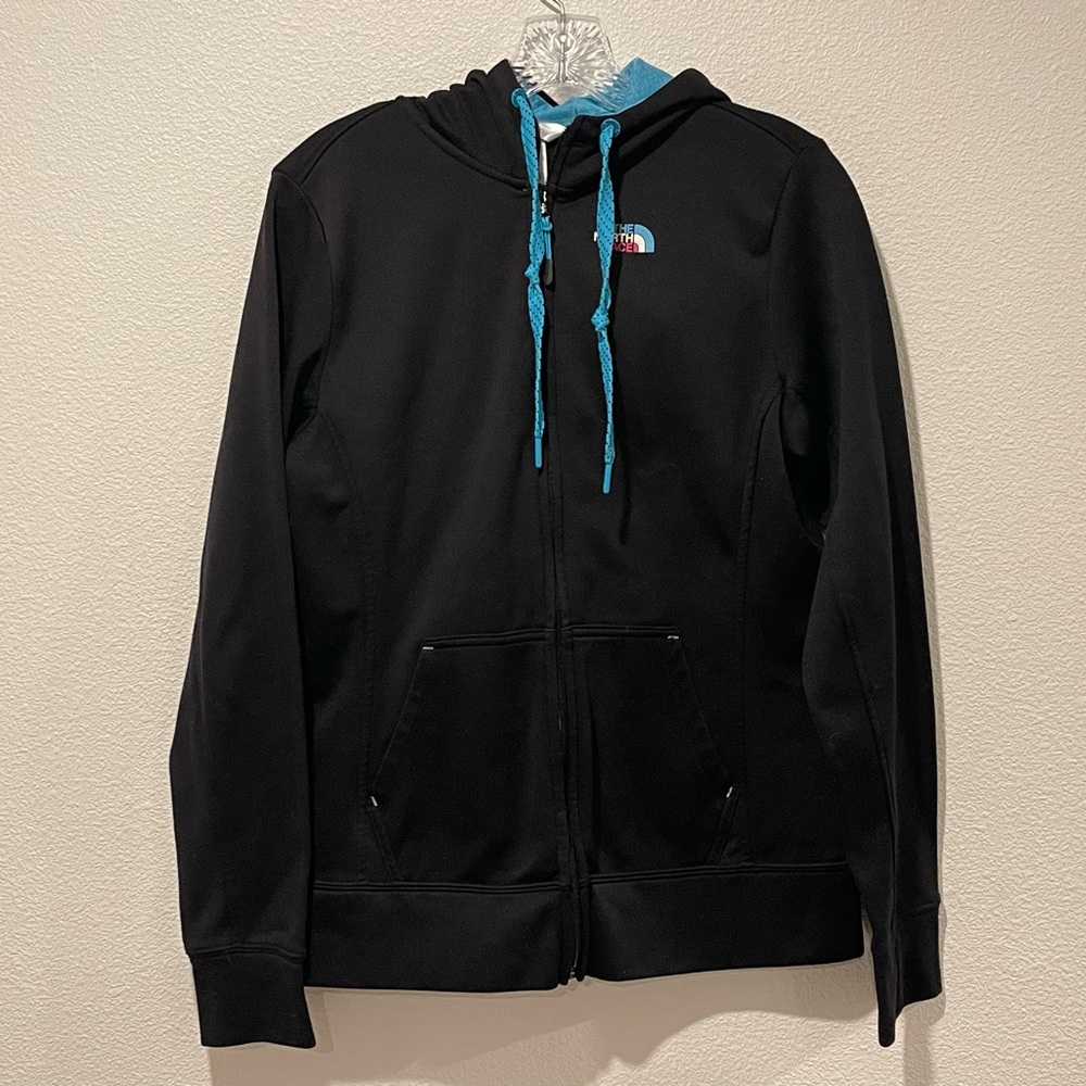 North Face Black Hoodie with Blue Accents Women’s Small